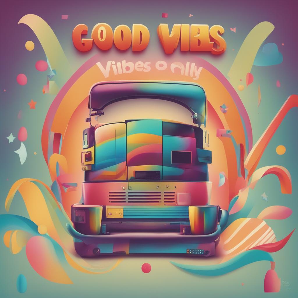 A high-quality digital art piece depicting an advertisement for 'Good Vibes Only'