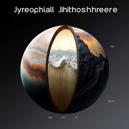 A visual representation of a hypothetical planet's lithosphere, showcasing the structure based on the following composition: Iron (Fe) at 45%, Aluminum (Al) at 15%, Silicon (Si) at 25%, and Carbon (C) at 15%