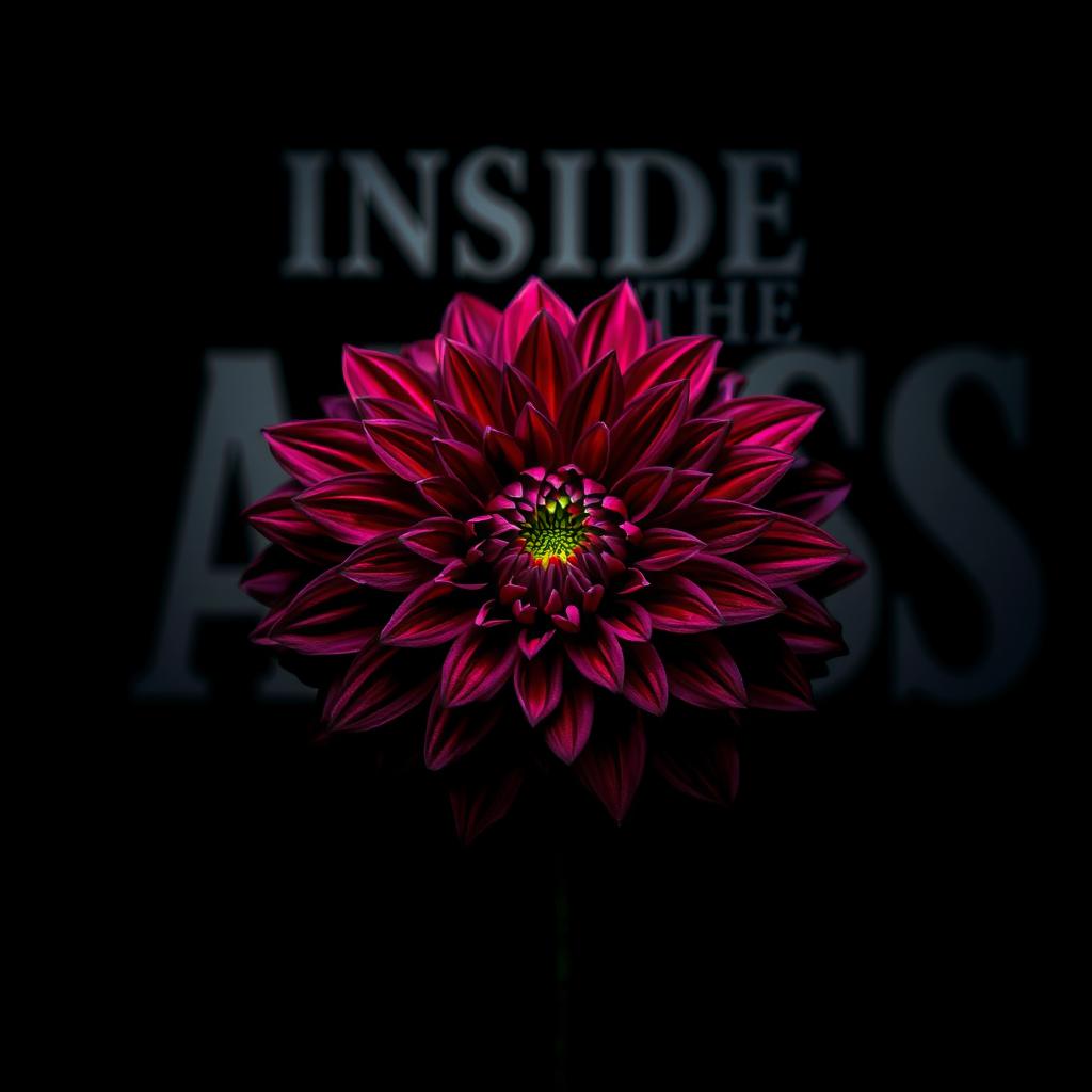 A colorful black dahlia flower in full bloom, showcasing rich, dark tones and intricate details