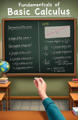 An educational illustration showcasing fundamental concepts of basic calculus
