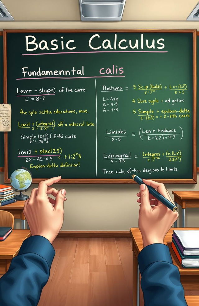 An educational illustration showcasing fundamental concepts of basic calculus