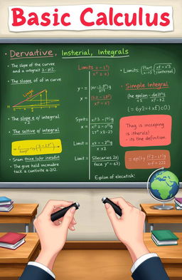 An educational illustration showcasing fundamental concepts of basic calculus