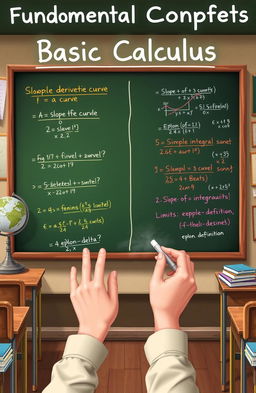 An educational illustration showcasing fundamental concepts of basic calculus