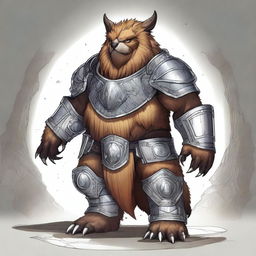 A high-quality digital art image portrays a celestial Dungeons and Dragons Owlbear in full armor