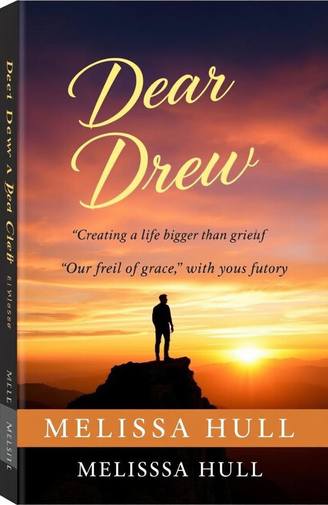 A poignant and inspiring book cover design for "Dear Drew: Creating a Life Bigger than Grief" by Melissa Hull