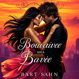 A dramatic novel cover showcasing two passionate lovers in an intense embrace