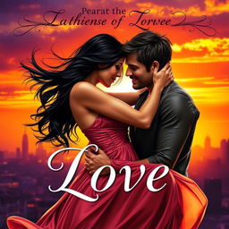 A dramatic novel cover showcasing two passionate lovers in an intense embrace