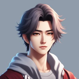 A high-quality digital art image of Gensen Huang depicted as an anime character