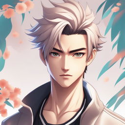 A high-quality digital art image of Gensen Huang depicted as an anime character