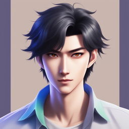 A high-quality digital art image of Gensen Huang depicted as an anime character