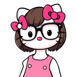 Hello Kitty wearing modern, large glasses with an elegant frame