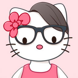 Hello Kitty wearing modern, large glasses with an elegant frame