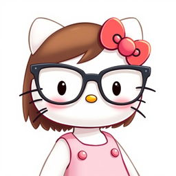 Hello Kitty wearing modern, large glasses with an elegant frame
