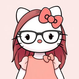 Hello Kitty wearing modern, large glasses with an elegant frame