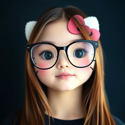 Hello Kitty wearing modern, large glasses with an elegant frame