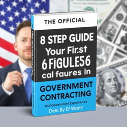 A modern and dynamic book cover design for the title 'The Official 8 Step Guide to Your First 6 Figures in Government Contracting! With No Experience'