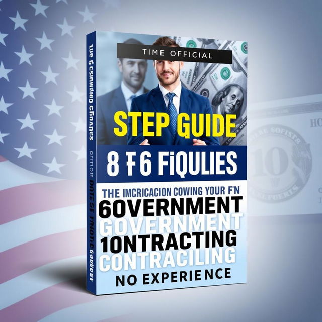 A modern and dynamic book cover design for the title 'The Official 8 Step Guide to Your First 6 Figures in Government Contracting! With No Experience'