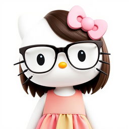 Hello Kitty wearing modern, large glasses with an elegant frame