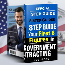 A modern and dynamic book cover design for the title 'The Official 8 Step Guide to Your First 6 Figures in Government Contracting! With No Experience'