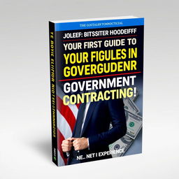A modern and dynamic book cover design for the title 'The Official 8 Step Guide to Your First 6 Figures in Government Contracting! With No Experience'