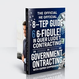 A modern and dynamic book cover design for the title 'The Official 8 Step Guide to Your First 6 Figures in Government Contracting! With No Experience'