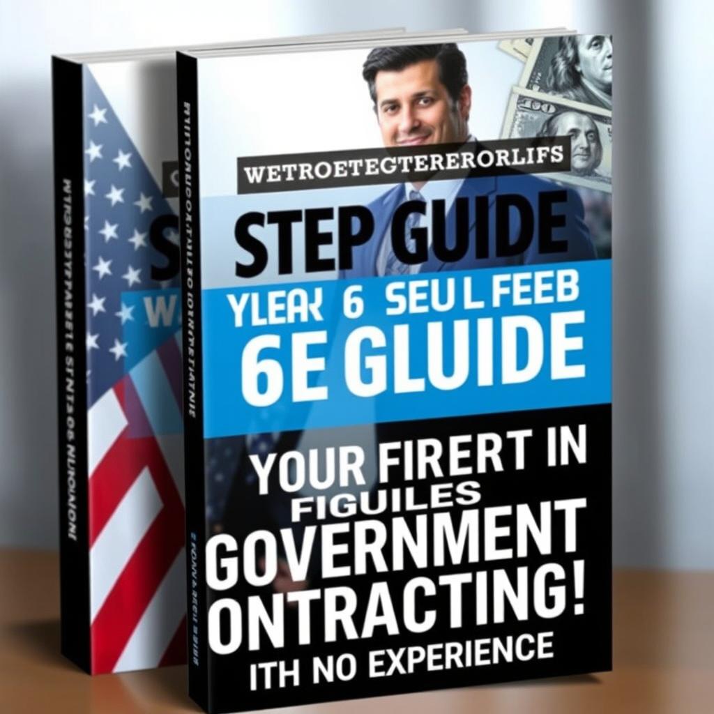 A modern and dynamic book cover design for the title 'The Official 8 Step Guide to Your First 6 Figures in Government Contracting! With No Experience'