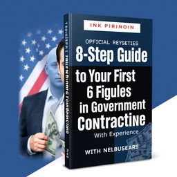 A modern and dynamic book cover design for the title 'The Official 8 Step Guide to Your First 6 Figures in Government Contracting! With No Experience'