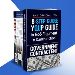 A modern and dynamic book cover design for the title 'The Official 8 Step Guide to Your First 6 Figures in Government Contracting! With No Experience'