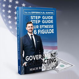 A modern and dynamic book cover design for the title 'The Official 8 Step Guide to Your First 6 Figures in Government Contracting! With No Experience'
