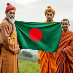 A vibrant representation of the Bangladeshi national flag, prominently displayed at the center