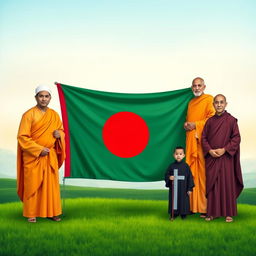 A vibrant representation of the Bangladeshi national flag, prominently displayed at the center