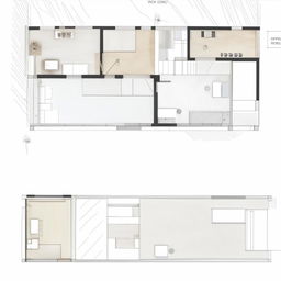 Architectural layout of a second floor incorporating two rooms, one hall and an open terrace