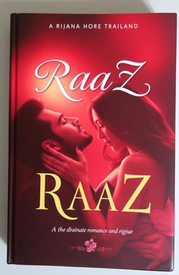 A captivating book cover titled 'RaaZ', featuring a romantic and dramatic theme