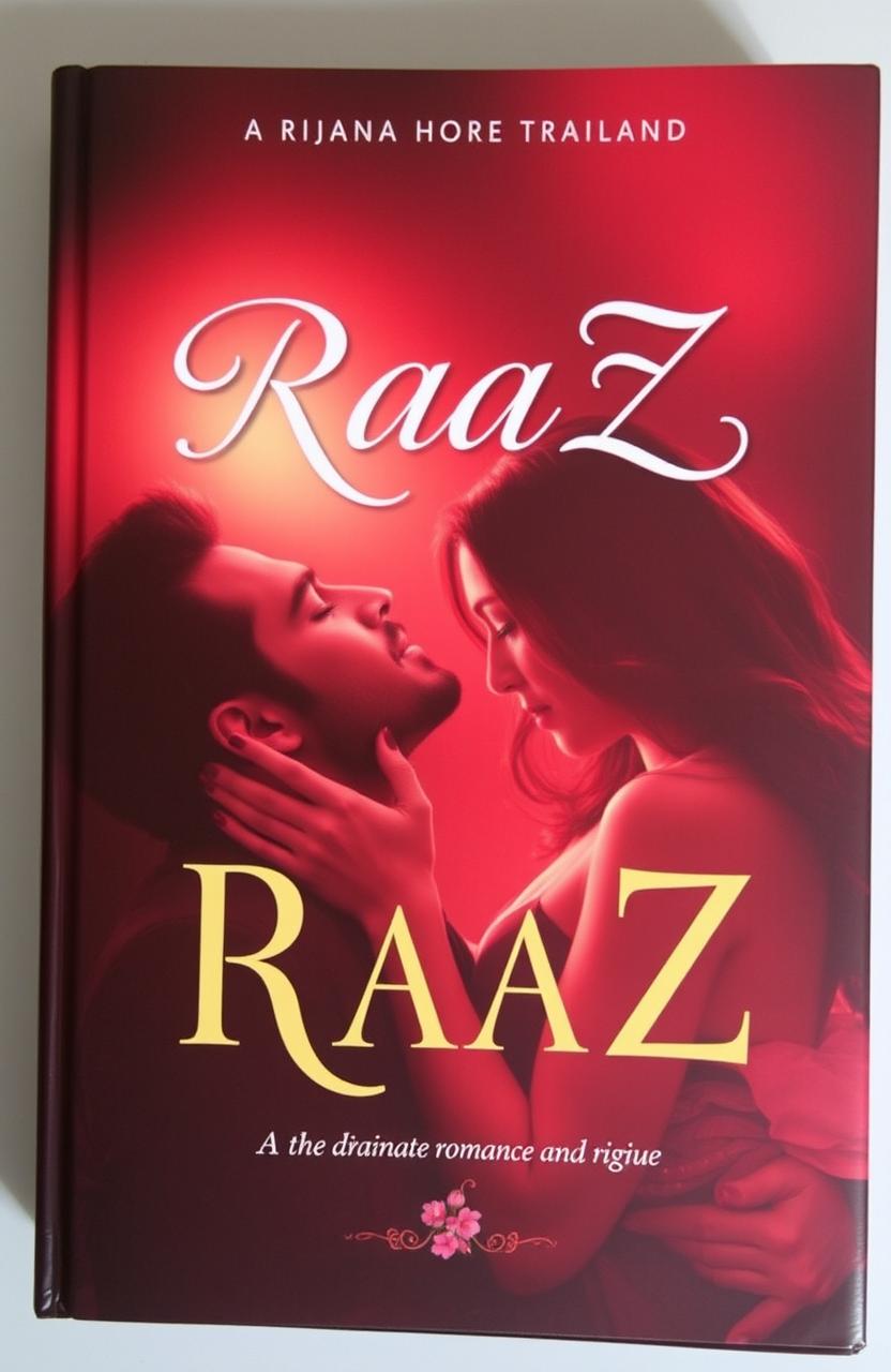A captivating book cover titled 'RaaZ', featuring a romantic and dramatic theme