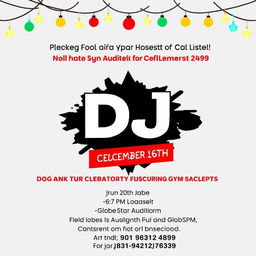 Join us for an exciting DJ event exclusively for our gym members! Celebrate with us on December 16th at 6:30 PM, located at the Glob Star Auditorium