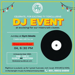 Join us for an exciting DJ event exclusively for our gym members! Celebrate with us on December 16th at 6:30 PM, located at the Glob Star Auditorium