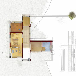 Architectural layout of a second floor incorporating two rooms, one hall and an open terrace