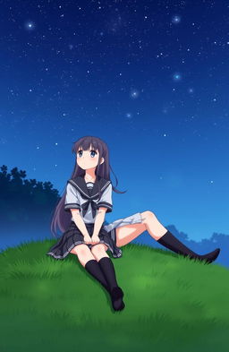 A serene scene depicting a boy and a girl as students, both dressed in traditional school uniforms