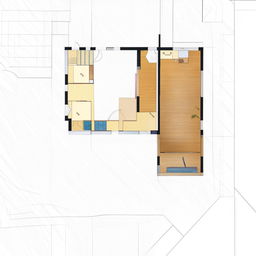 Architectural layout of a second floor incorporating two rooms, one hall and an open terrace