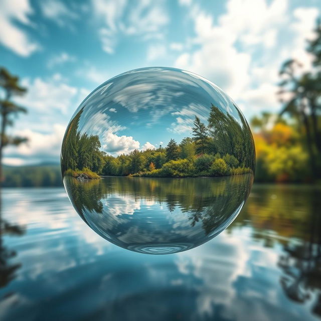 A surrealistic image of a mirror made entirely of water, suspended in mid-air