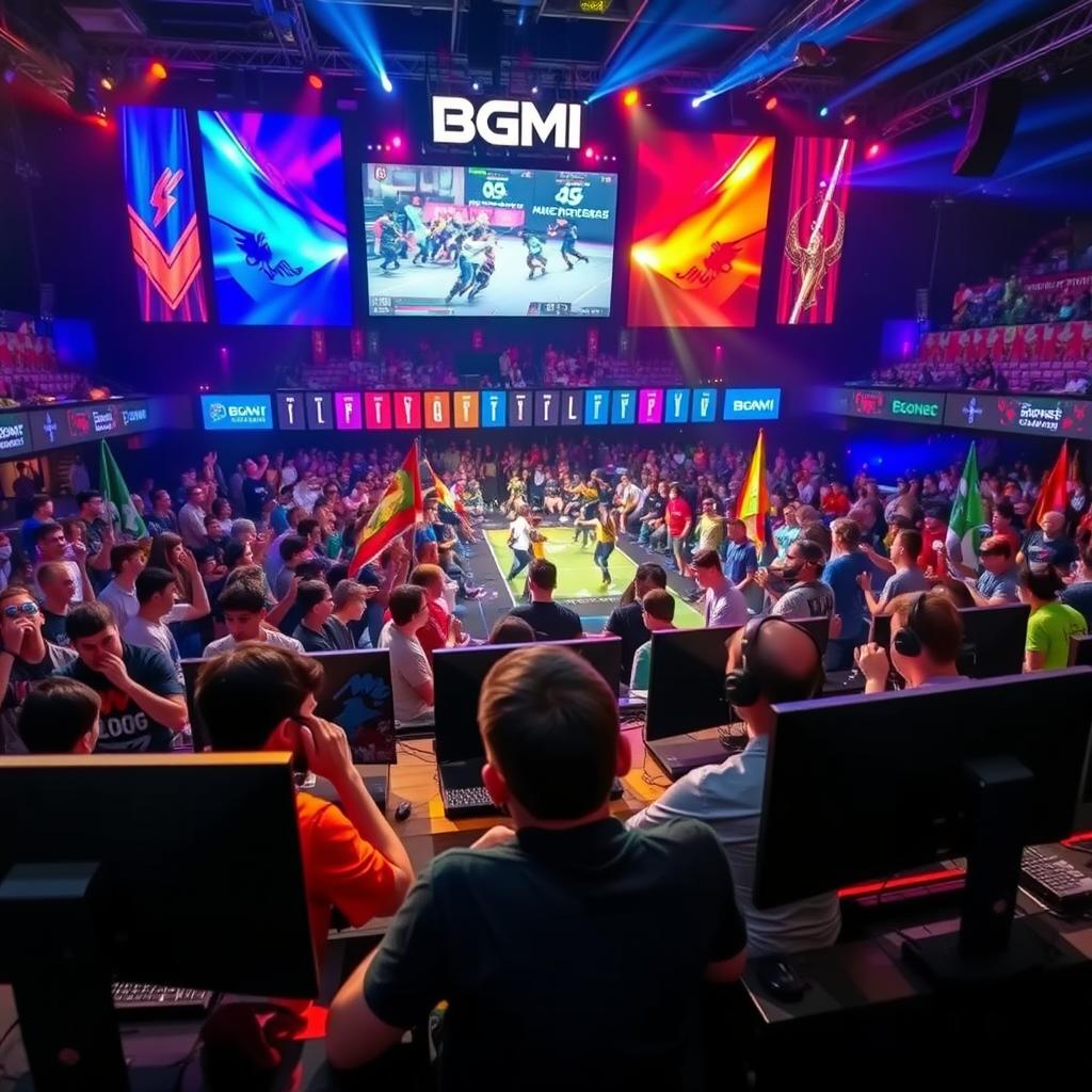 An exciting scene of a Bgmi esports tournament showcasing intense gameplay