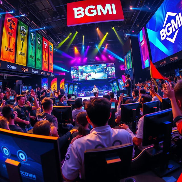 An exciting scene of a Bgmi esports tournament showcasing intense gameplay