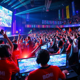An exciting scene of a Bgmi esports tournament showcasing intense gameplay