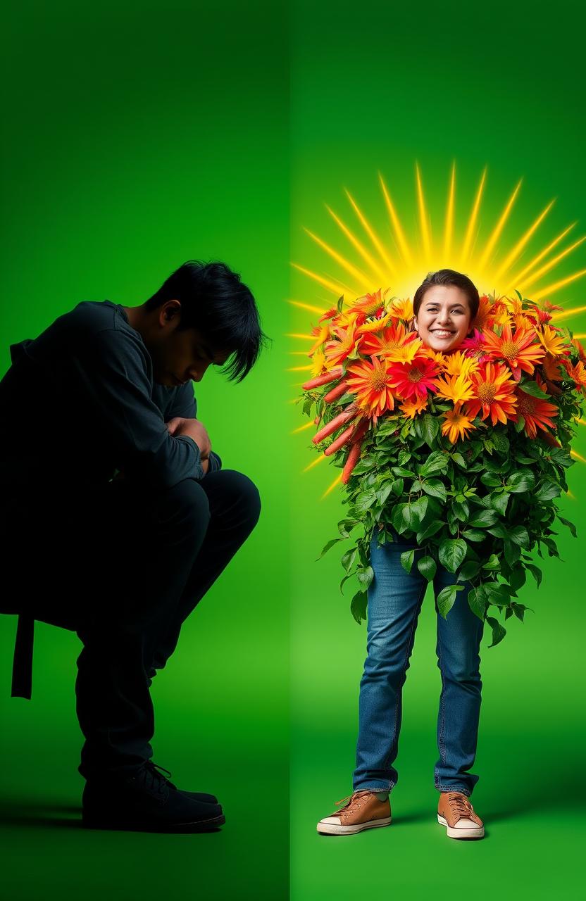 A vibrant green background symbolizes growth and positivity