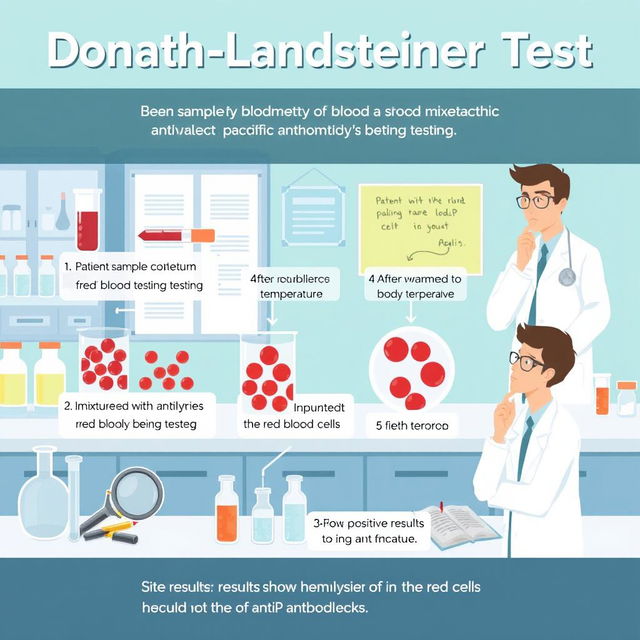 An educational illustration depicting the Donath-Landsteiner Test procedure