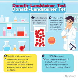 An educational illustration depicting the Donath-Landsteiner Test procedure