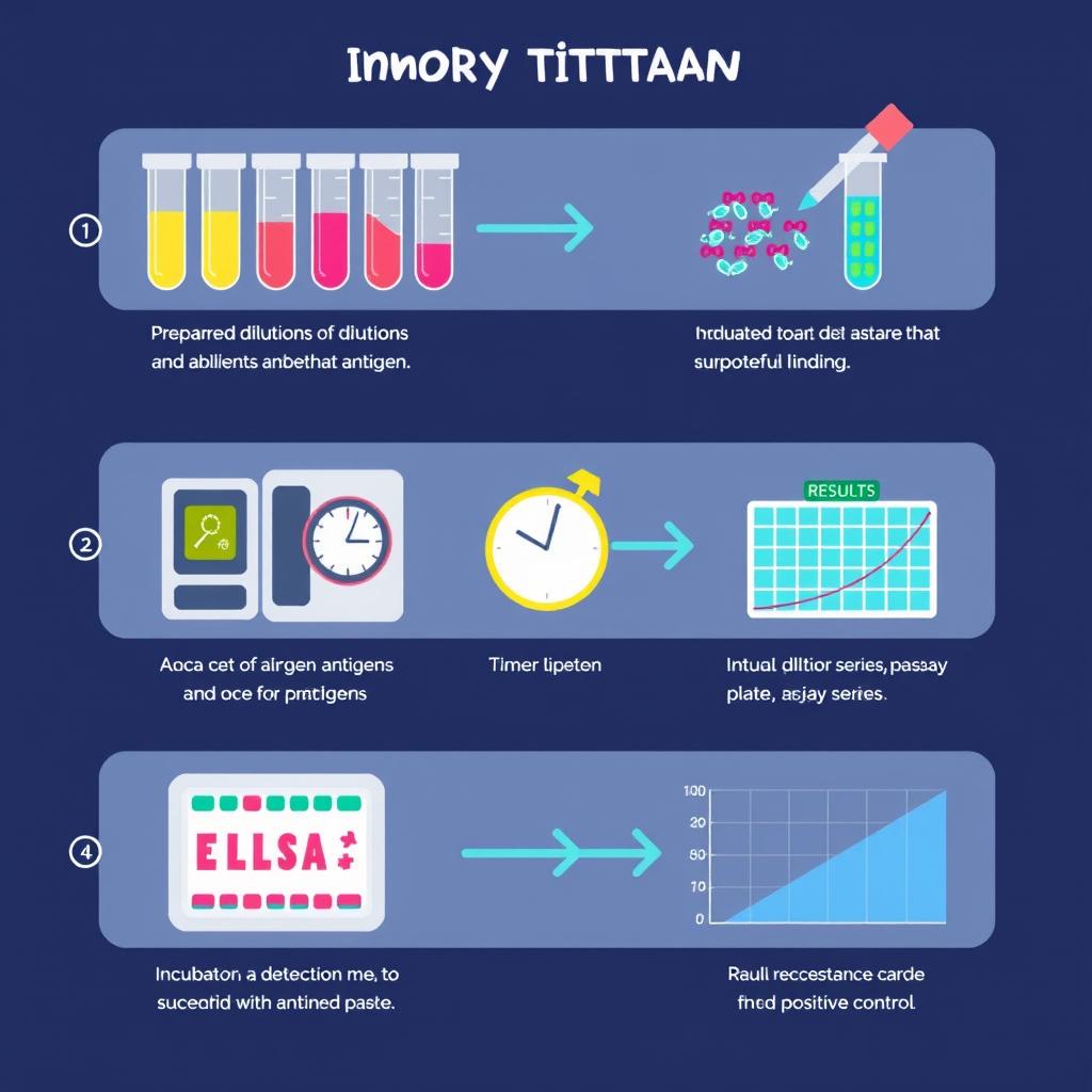 An infographic illustration of the antibody titration process, featuring a vibrant and clear depiction of each step