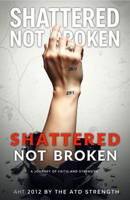 A striking and surreal image of a female left arm emerging from a shattered base, emphasizing the theme of resilience