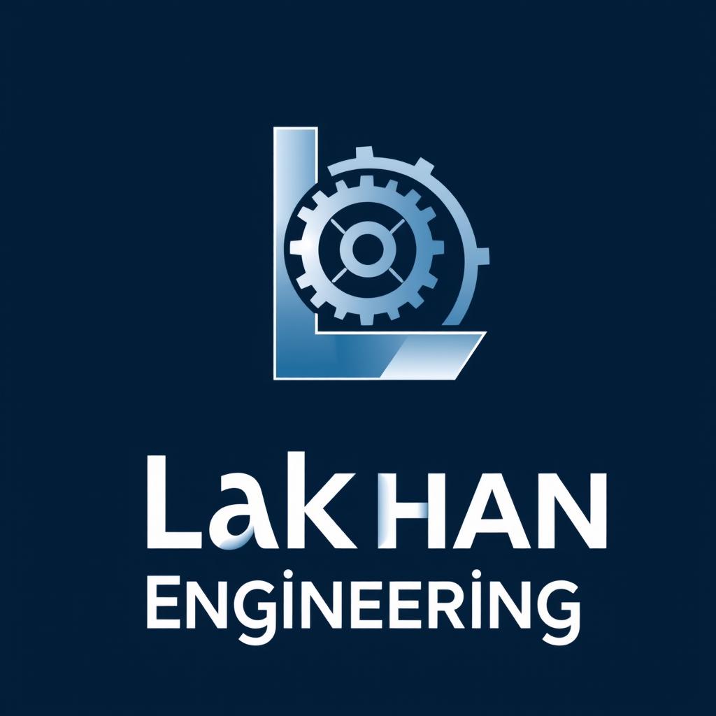 A sleek and modern logo design for 'Lakhan Engineering'