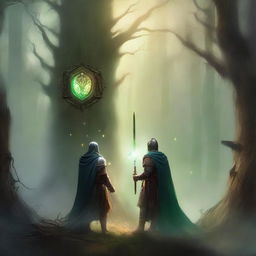 A high-quality digital art piece for a book cover titled 'The Mage and the Knight'